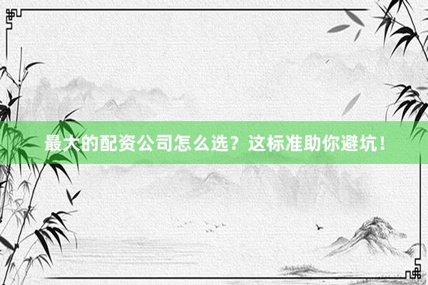 最大的配资公司怎么选?这标准助你避坑!